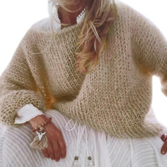 Women's Chunky Knitted Fluffy Pullover Top