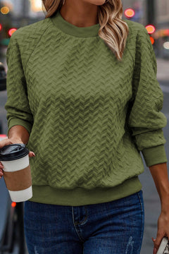 Texture Round Neck Long Sleeve Sweatshirt