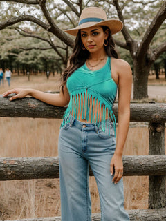 Fringe Halter Neck Tank