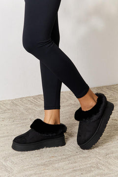 Legend Footwear Furry Chunky Platform Ankle Boots