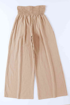 Smocked High Waist Wide Leg Pants