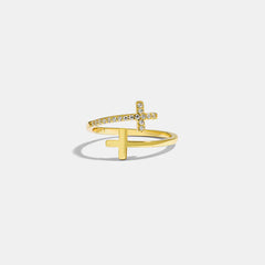 Zircon 925 Sterling Silver Double Cross Bypass Ring