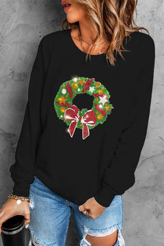 Graphic Round Neck Dropped Shoulder Sweatshirt