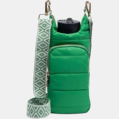 Quilted Water Bottle Sleeve with Striped Strap