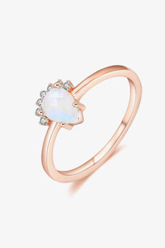 18K Rose Gold-Plated Pear Shape Natural Moonstone Ring