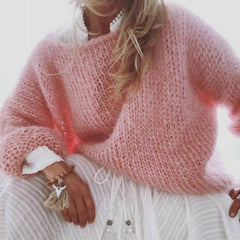 Women's Chunky Knitted Fluffy Pullover Top