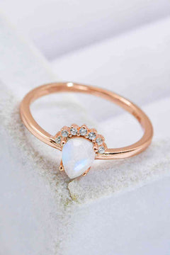 18K Rose Gold-Plated Pear Shape Natural Moonstone Ring