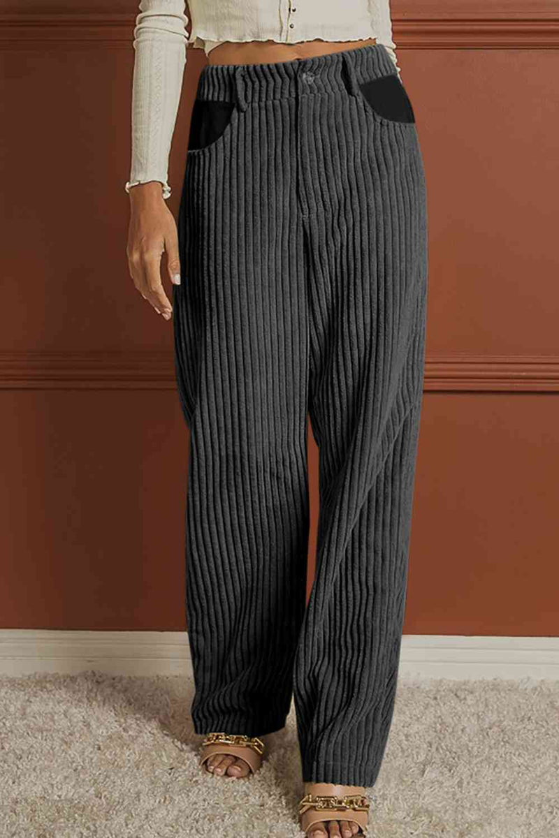 Ribbed Longline Pocketed Pants