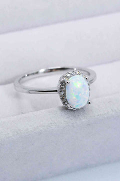 925 Sterling Silver 4-Prong Opal Ring