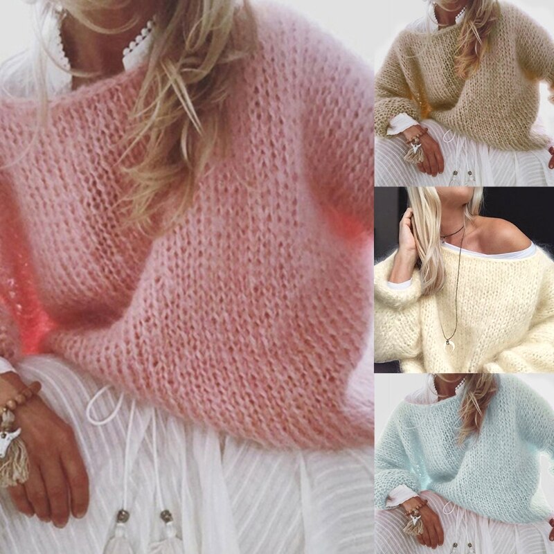 Women's Chunky Knitted Fluffy Pullover Top