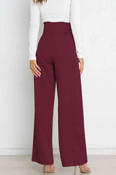 Tie Front Paperbag Wide Leg Pants