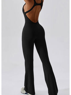 Cutout Wide Strap Bootcut Active Jumpsuit