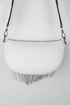 Adored PU Leather Studded Sling Bag with Fringes