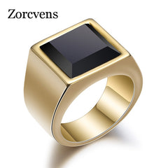 ZORCVENS Black Stone Ring for Men